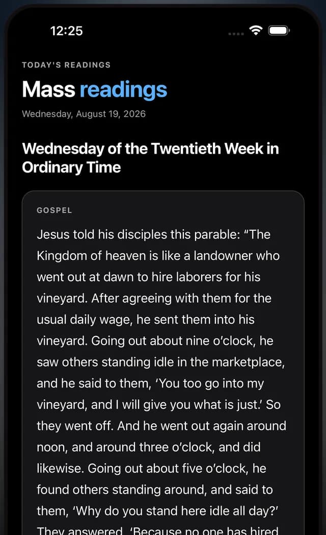 Today's Mass readings with the Gospel in full