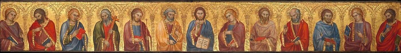 The twelve apostles gathered together, to whom the Creed is traditionally attributed
